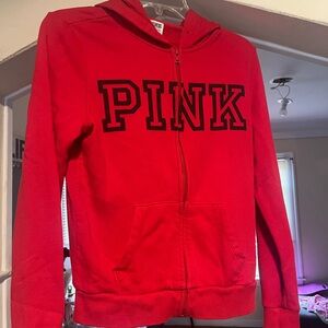 PINK Victoria's Secret Red Zip-Up Hoodie